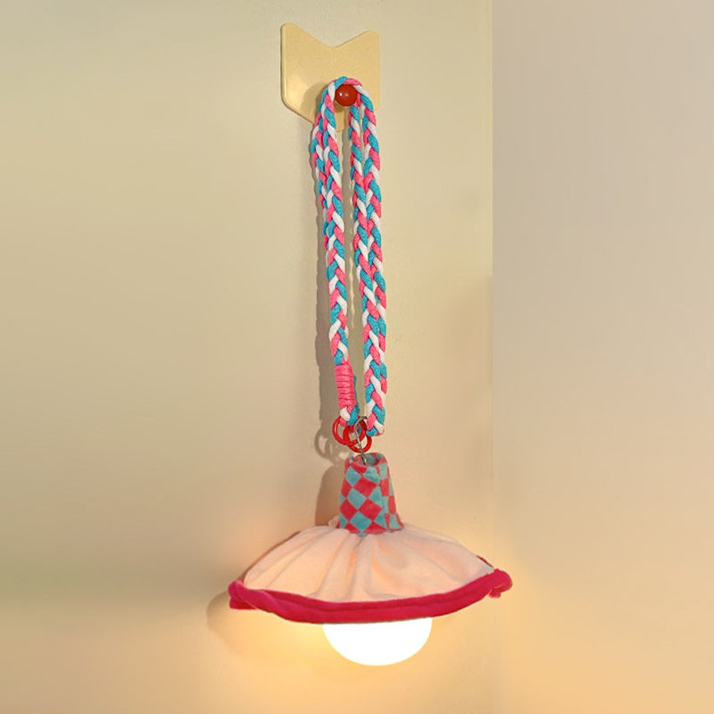 Modern Art Deco Fabric Rechargeable Bell-Skirt LED Hanging Pendant Light Night Light For Bedside Dorm Room