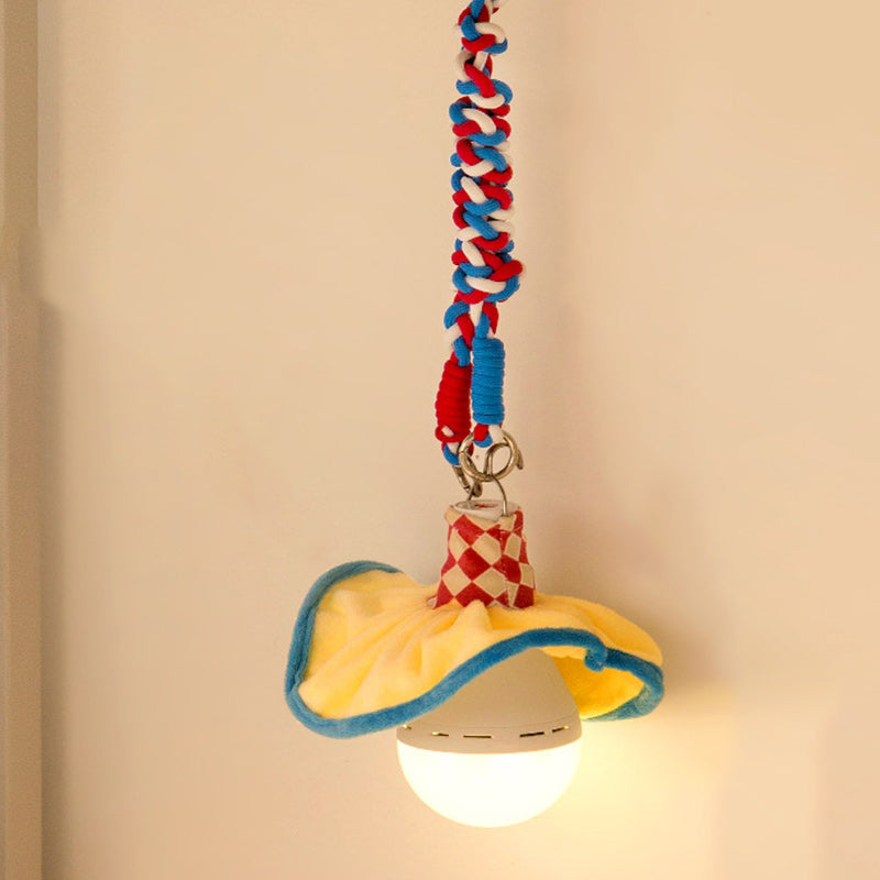 Modern Art Deco Fabric Rechargeable Bell-Skirt LED Hanging Pendant Light Night Light For Bedside Dorm Room