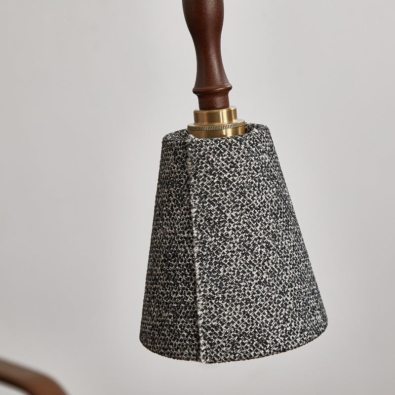 Traditional French Fabric Wood Handmade Cylinder 1-Light Pendant Light For Bedside & Dining Room
