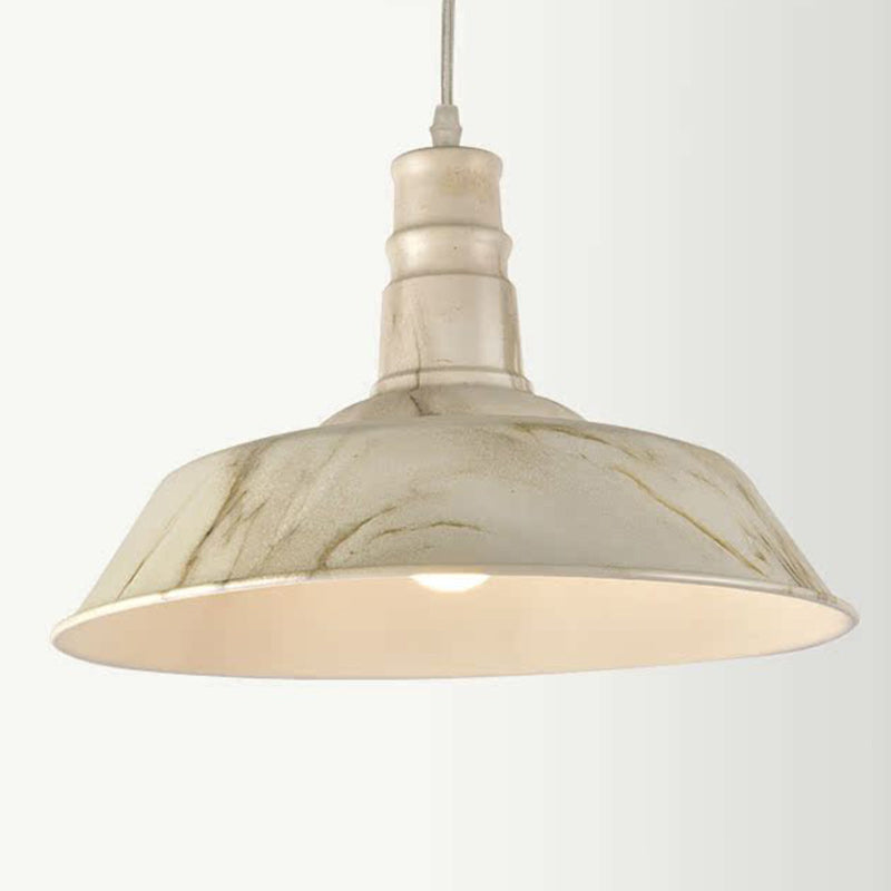 Contemporary Industrial Aluminum Wood-Grain Dome 1-Light Pendant Light For Dining Room