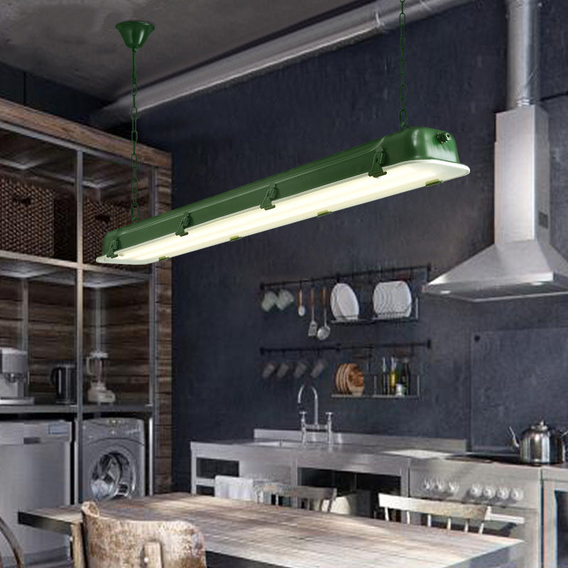 Contemporary Industrial Iron Rectangular LED Island Light Chandelier For Dining Room