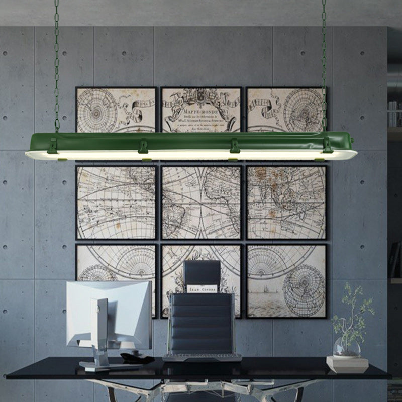 Contemporary Industrial Iron Rectangular LED Island Light Chandelier For Dining Room