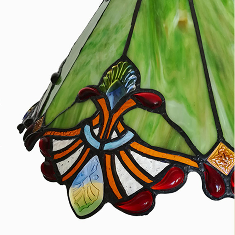 مصباح معلق تقليدي من تيفاني مخروطي من الحديد والزجاج، نصف ضوء، لغرفة المعيشة