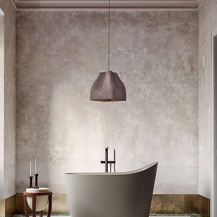 مصباح معلق ياباني تقليدي مصنوع من الراتنج، مزود بمصباح واحد، لغرفة المعيشة