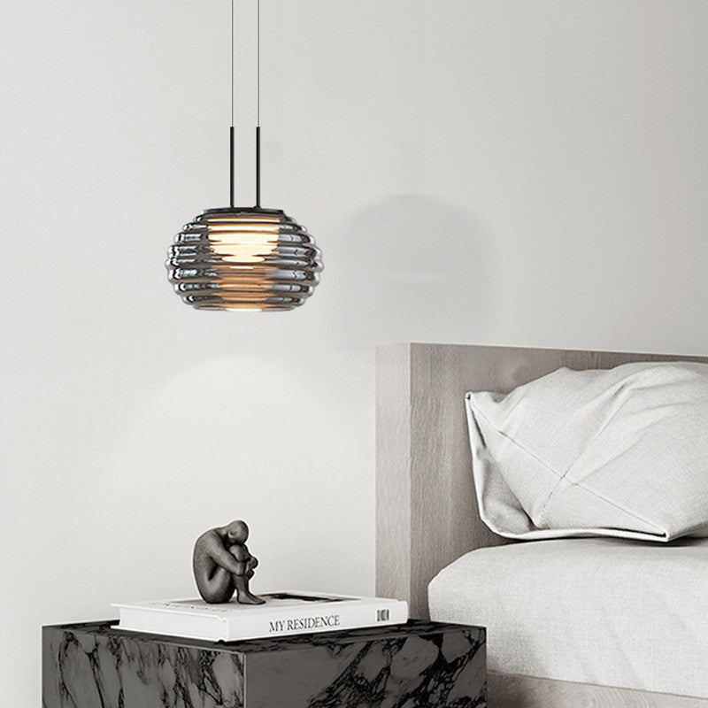 Modern Minimalist Globe Steel Glass LED Pendant Light For Living Room