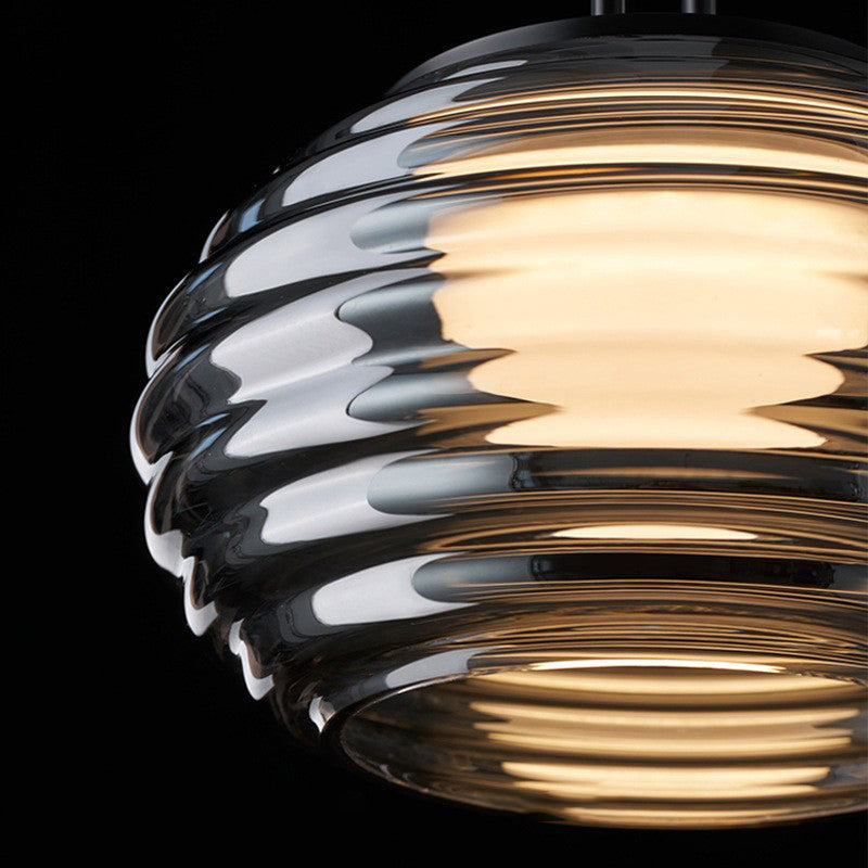 Modern Minimalist Globe Steel Glass LED Pendant Light For Living Room
