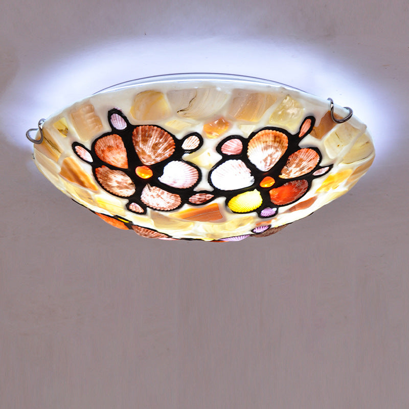 مصباح سقف دائري تقليدي أوروبي من الحديد والزجاج بأربعة مصابيح مثبتة في السقف لغرفة المعيشة