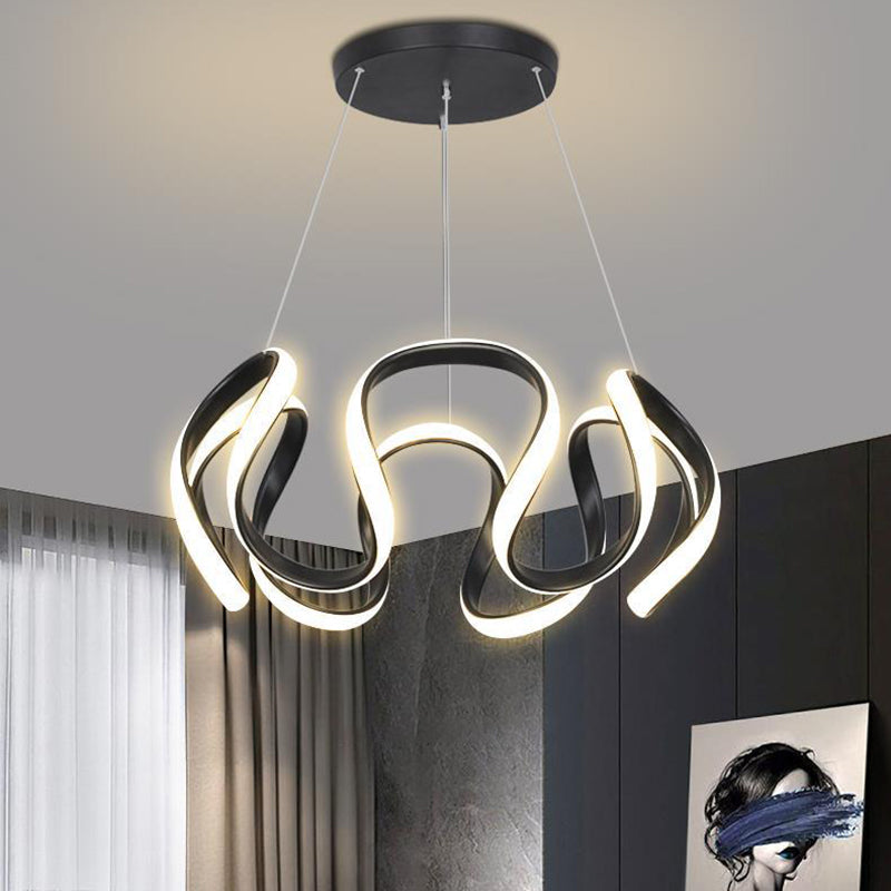 Contemporary Creative Stripe Iron PVC LED Chandelier For Living Room