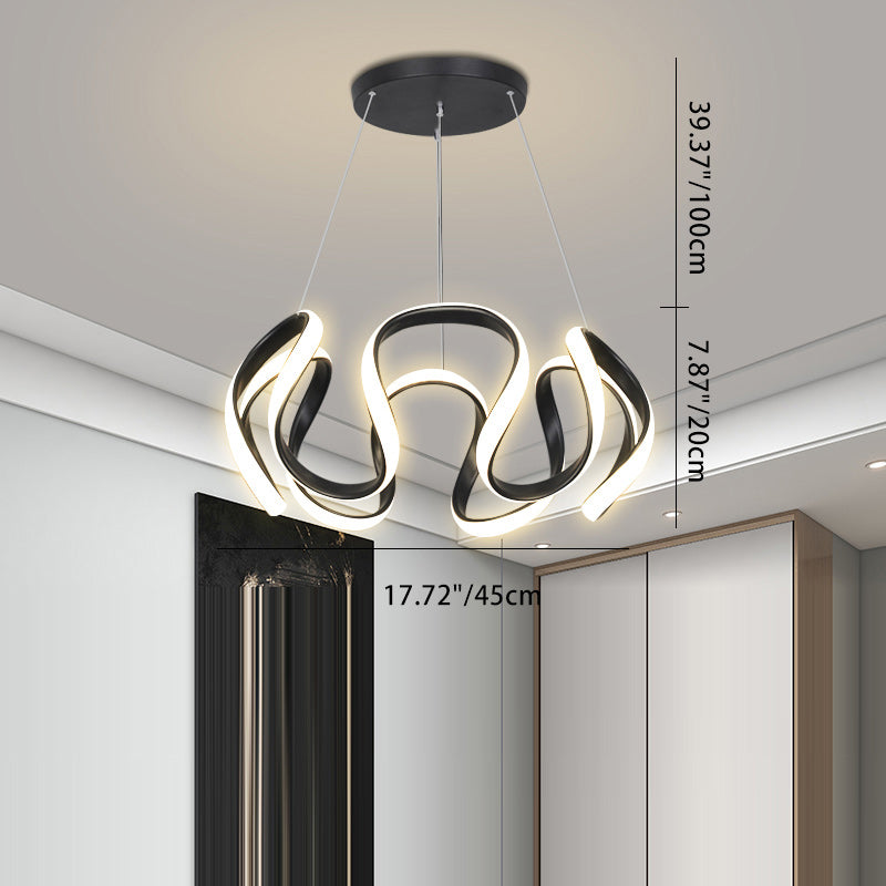 Contemporary Creative Stripe Iron PVC LED Chandelier For Living Room