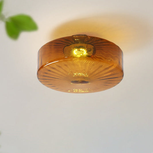 現代的なスカンジナビアのラウンドアイアンガラスLEDセミフラッシュマウントシーリングライトリビングルーム用