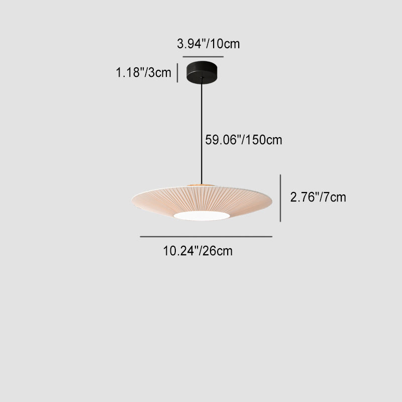 Contemporary Scandinavian Round Copper Leather Fabric LED Pendant Light For Living Room