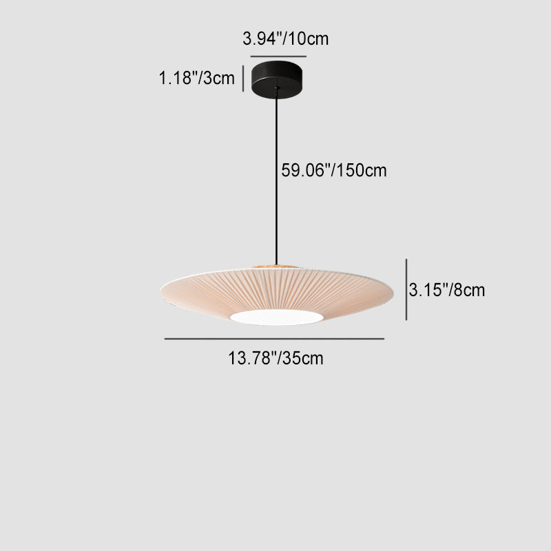 Contemporary Scandinavian Round Copper Leather Fabric LED Pendant Light For Living Room