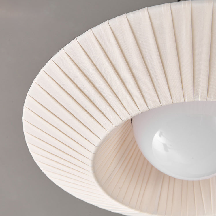 Contemporary Scandinavian Round Copper Leather Fabric LED Pendant Light For Living Room