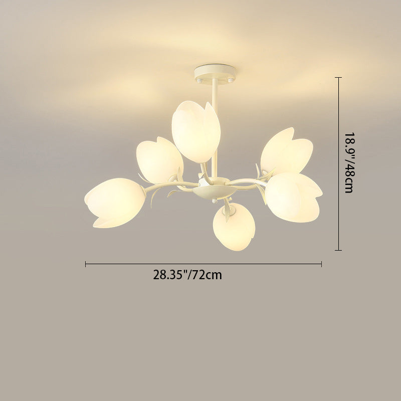 Contemporary Creative Flower Iron Plastic 6-Light Chandelier For Living Room