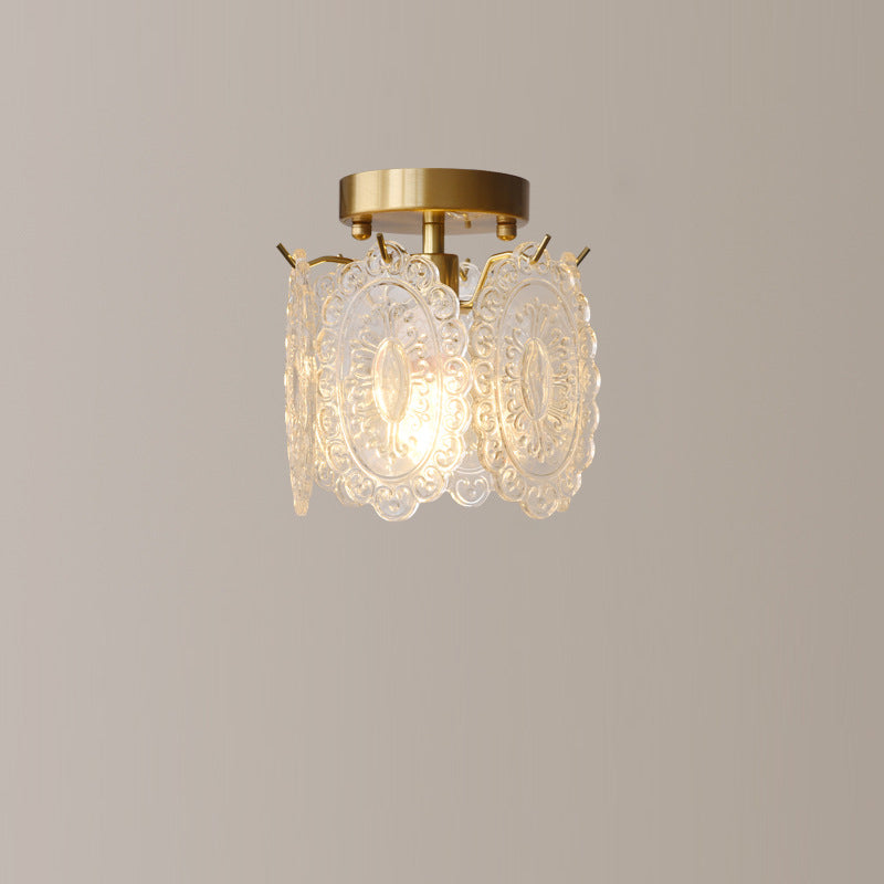 Contemporary Luxury Pentagram Iron Glass 1-Light Semi-Flush Mount Ceiling Light For Living Room
