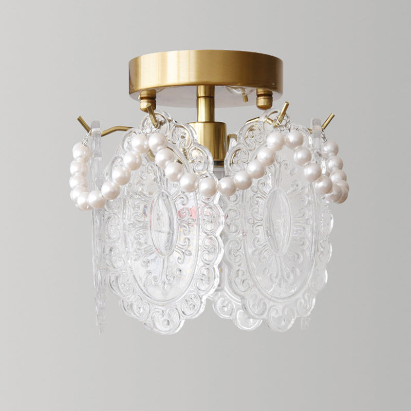 Contemporary Luxury Pentagram Iron Glass 1-Light Semi-Flush Mount Ceiling Light For Living Room