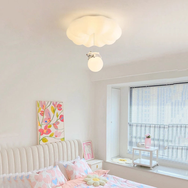 Contemporary Creative Cloud Iron Plastic LED Kids Flush Mount Ceiling Light For Living Room