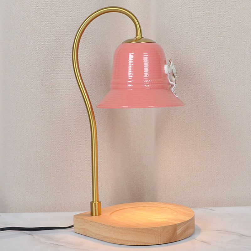 Traditional Vintage Flower-Shaped Teardrop Base Iron 1-Light Aroma Melt Wax Table Lamp For Bedroom
