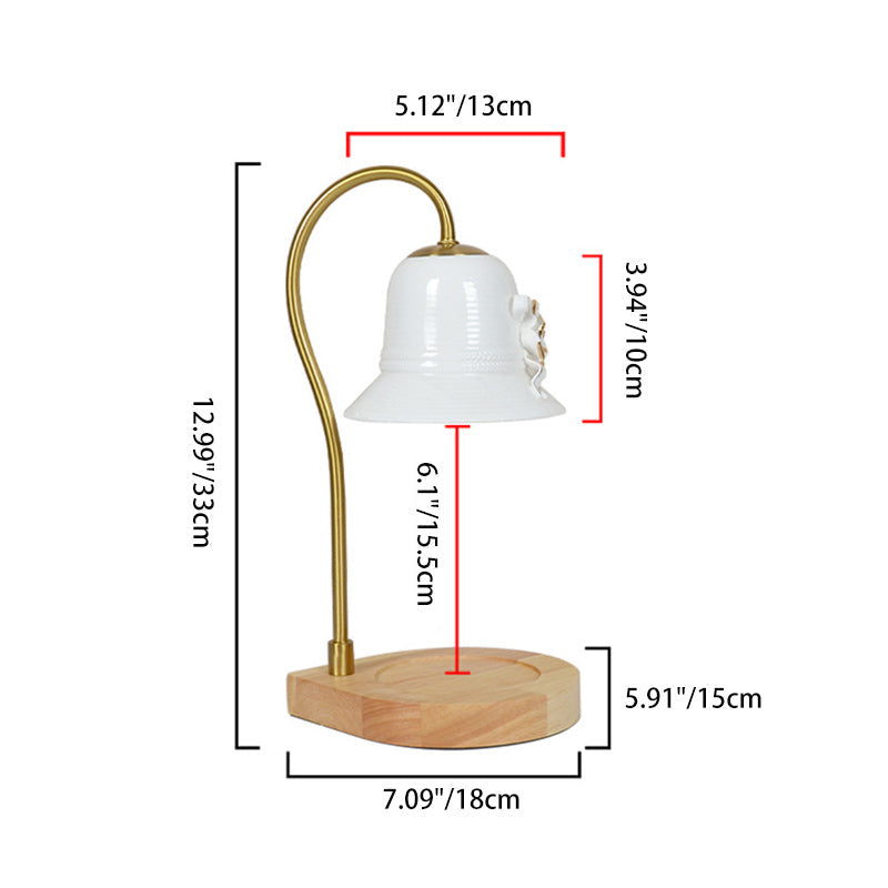 Traditional Vintage Flower-Shaped Teardrop Base Iron 1-Light Aroma Melt Wax Table Lamp For Bedroom