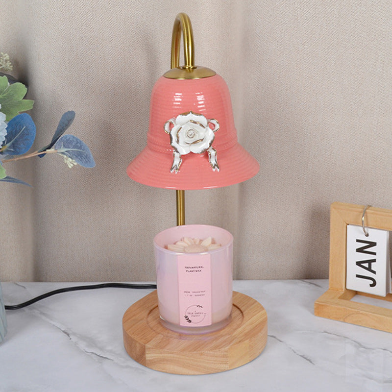 Traditional Vintage Flower-Shaped Teardrop Base Iron 1-Light Aroma Melt Wax Table Lamp For Bedroom
