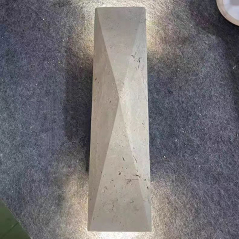 Modern Minimalist Outdoor Rectangular Yellow Travertine LED Wall Sconce Lamp for Garden