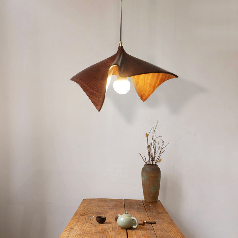 Contemporary Creative Lotus Leaf Shaped Resin Iron 1-Light Pendant Light For Dining Room