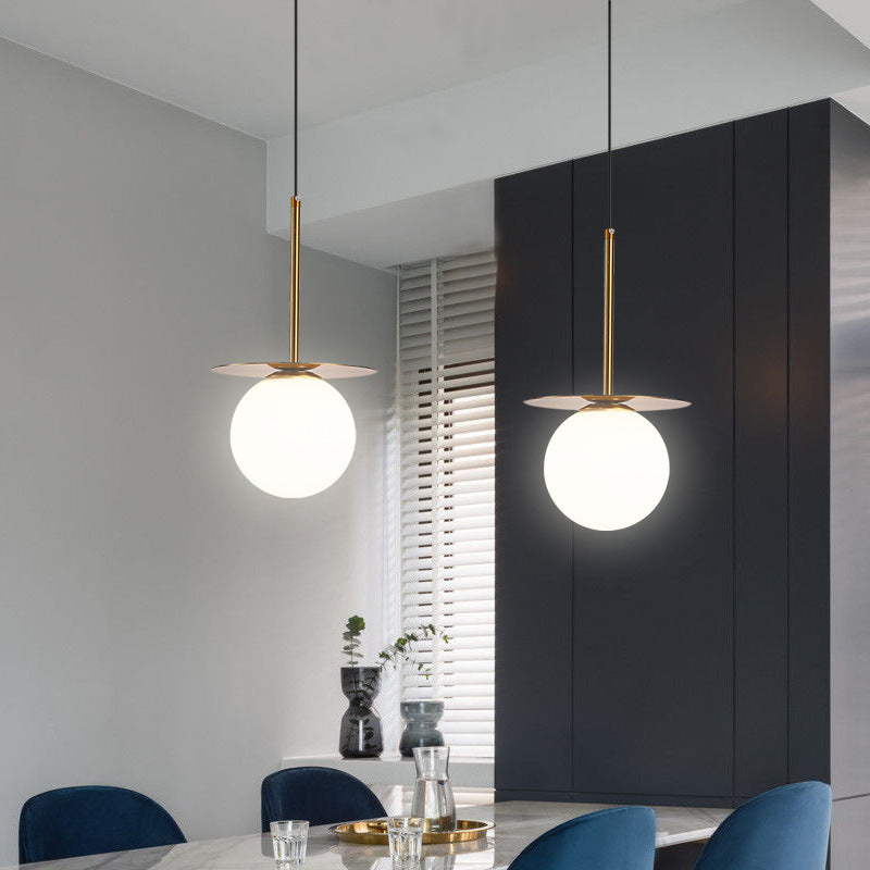 Modern Minimalist Spherical Round Iron Glass 1-Light Pendant Light For Bedroom