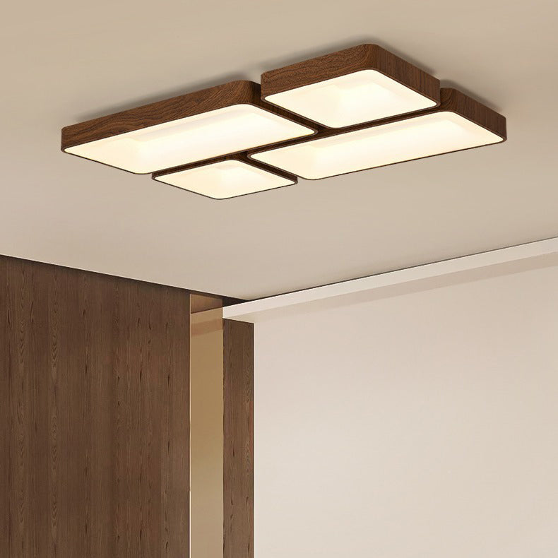 Modern Minimalist Square Rectangular Iron Acrylic LED Flush Mount Ceiling Light For Living Room