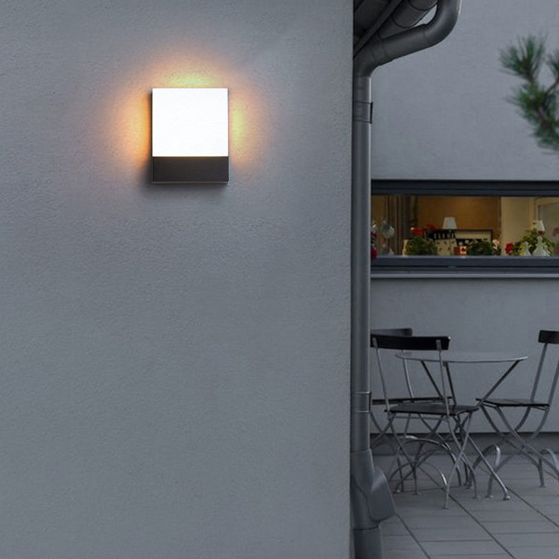 Modern Minimalist Outdoor Waterproof Rectangular Iron Acrylic LED Wall Scone Lamp For Garden