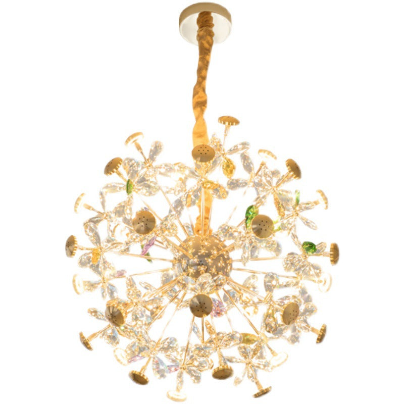 Contemporary Luxury Spherical Dandelion-shaped Iron Crystal LED Chandelier For Living Room