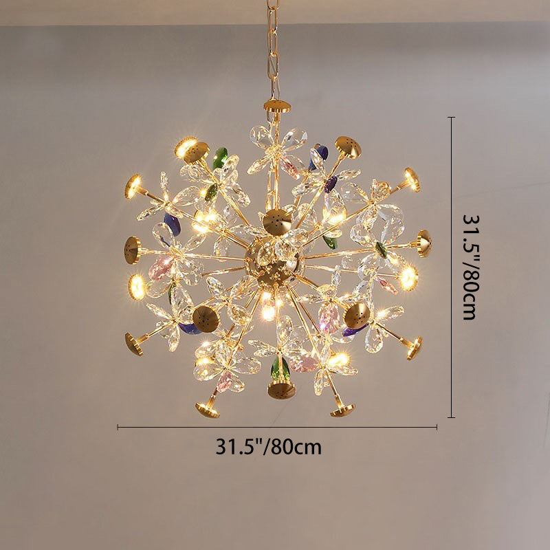 Contemporary Luxury Spherical Dandelion-shaped Iron Crystal LED Chandelier For Living Room