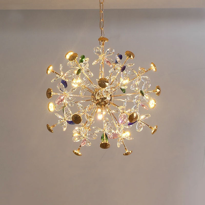 Contemporary Luxury Spherical Dandelion-shaped Iron Crystal LED Chandelier For Living Room