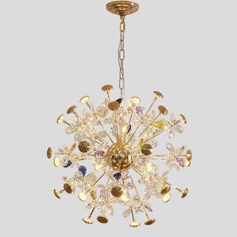 Contemporary Luxury Spherical Dandelion-shaped Iron Crystal LED Chandelier For Living Room