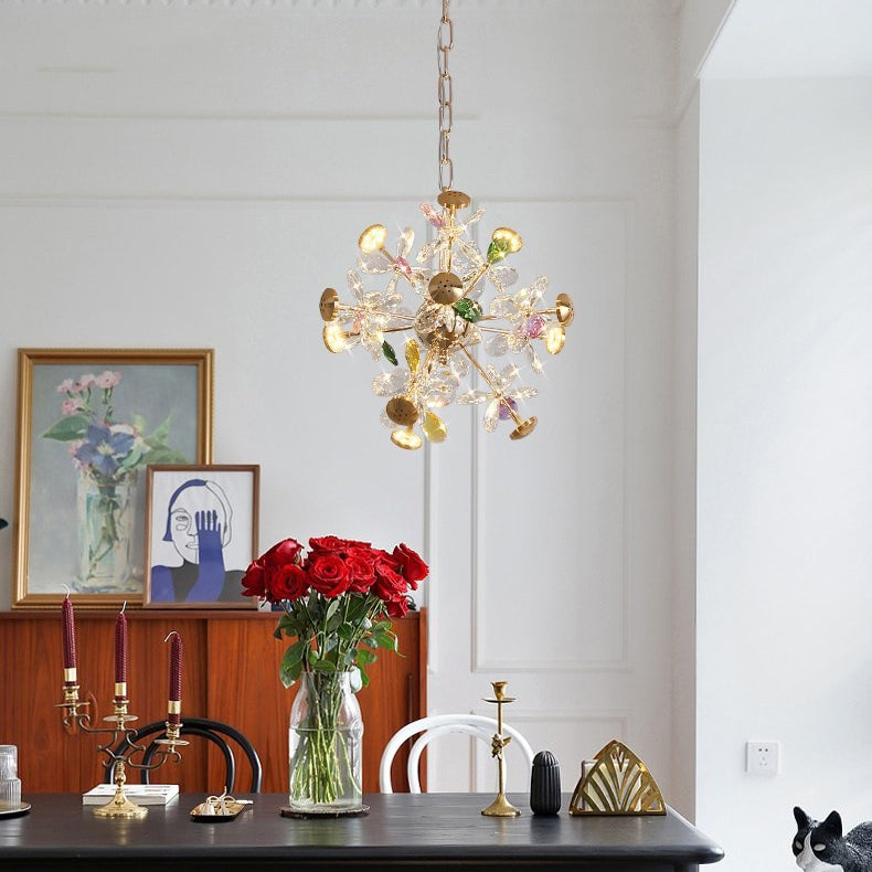 Contemporary Luxury Spherical Dandelion-shaped Iron Crystal LED Chandelier For Living Room