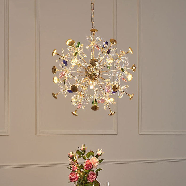 Contemporary Luxury Spherical Dandelion-shaped Iron Crystal LED Chandelier For Living Room