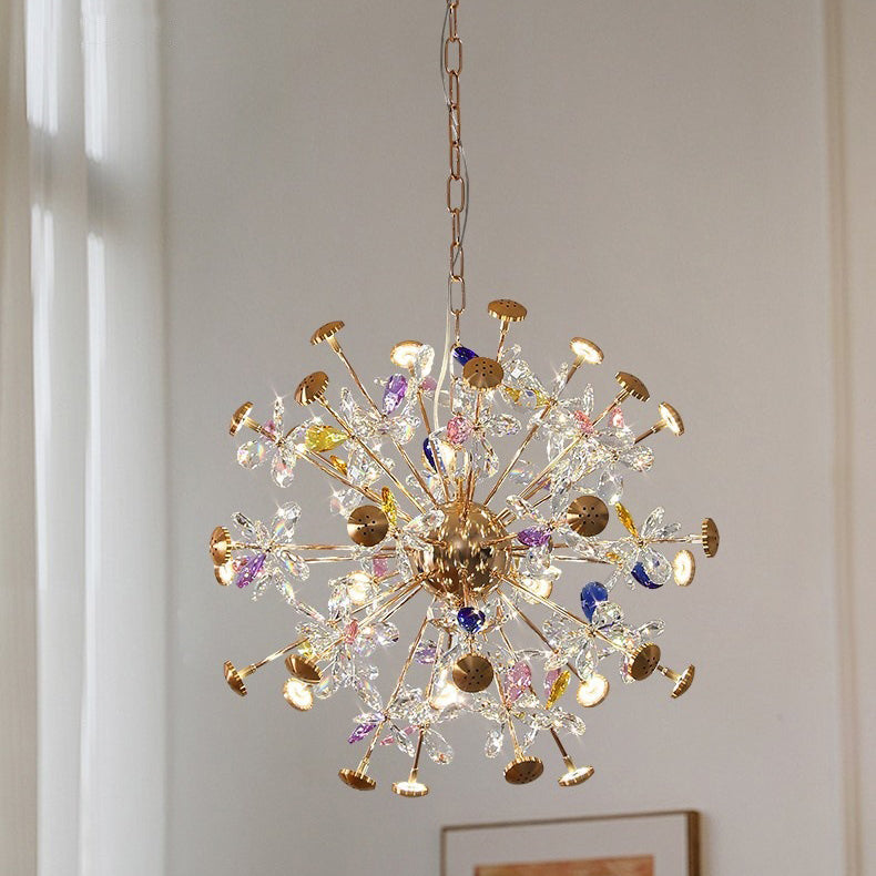 Contemporary Luxury Spherical Dandelion-shaped Iron Crystal LED Chandelier For Living Room