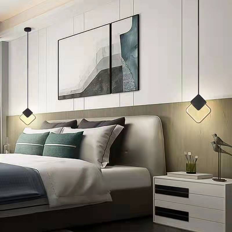 Modern Minimalist Spherical Circular Oval Rhombus Aluminum Iron LED Pendant Light For Bedroom