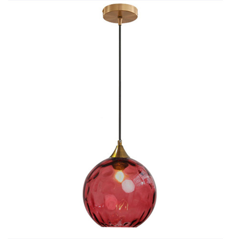 Modern Minimalist Spherical Round Iron Glass 1-Light Pendant Light For Dining Room
