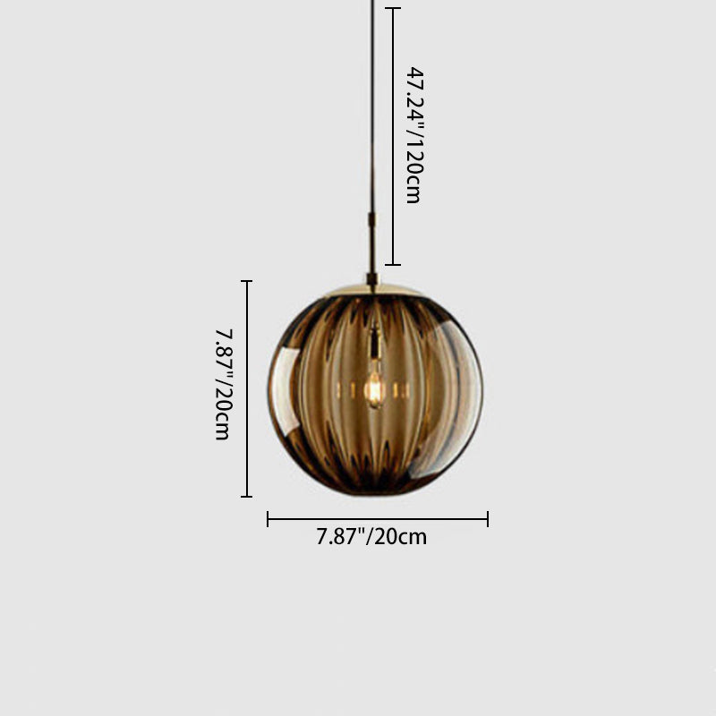 Modern Minimalist Spherical Round Iron Glass 1-Light Pendant Light For Dining Room