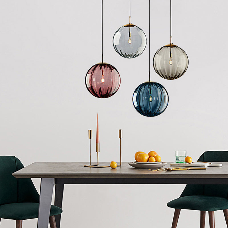 Modern Minimalist Spherical Round Iron Glass 1-Light Pendant Light For Dining Room