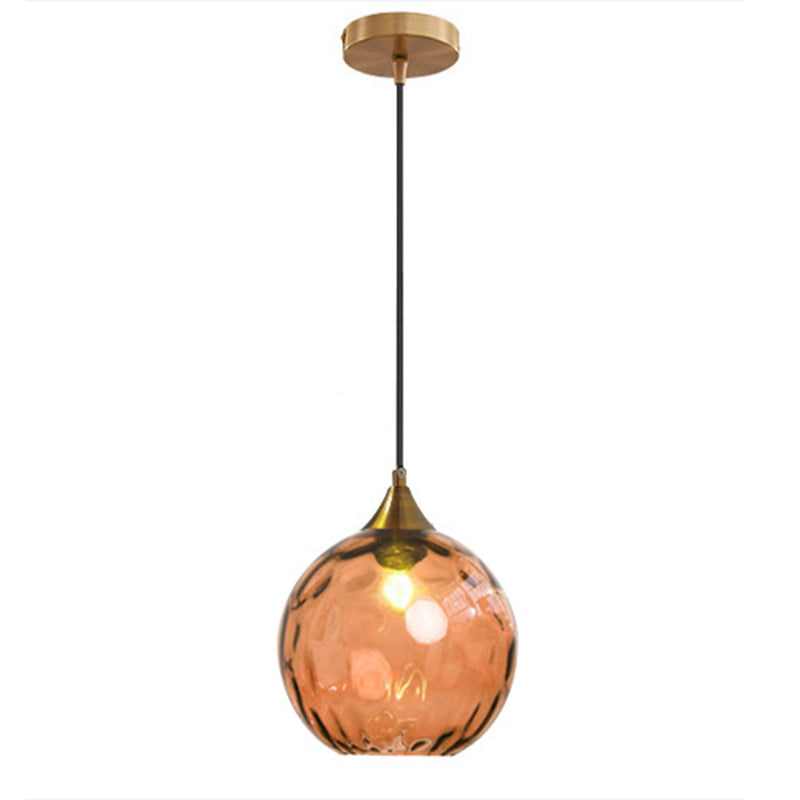 Modern Minimalist Spherical Round Iron Glass 1-Light Pendant Light For Dining Room