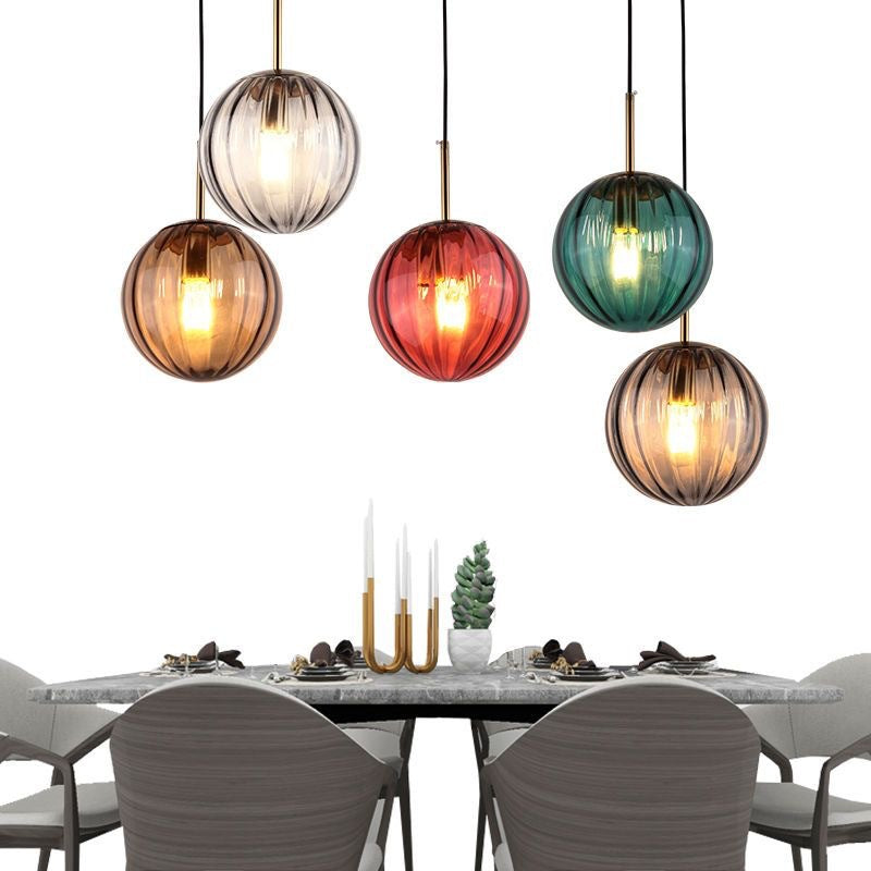 Modern Minimalist Spherical Round Iron Glass 1-Light Pendant Light For Dining Room