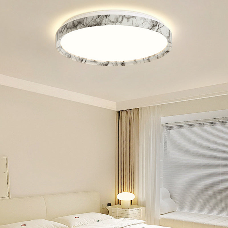 Modern Minimalist Round Cylindrical Iron Acrylic LED Flush Mount Ceiling Light For Bedroom
