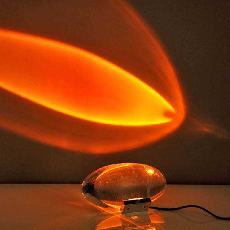 Contemporary Creative Spherical Oval Iron Crystal LED Projector Lamp Table Lamp For Living Room