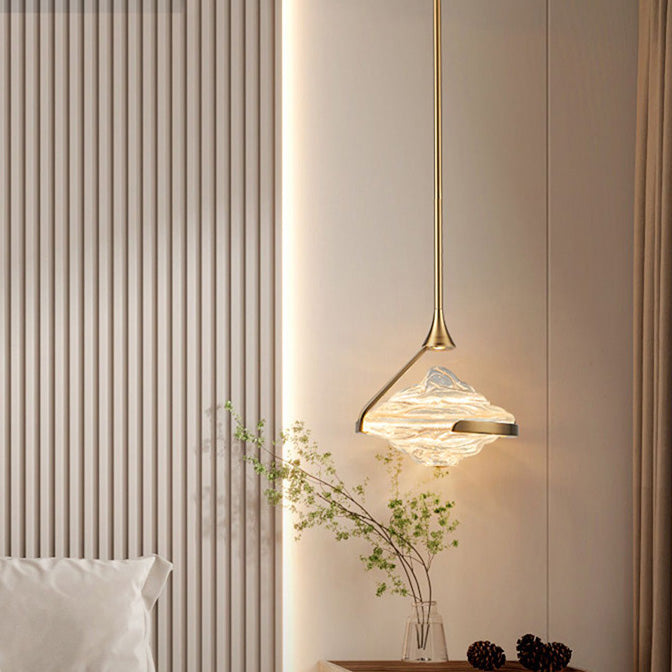 Contemporary Luxury Irregular Cloud Wave-Shaped Iron Glass LED Pendant Light For Bedroom