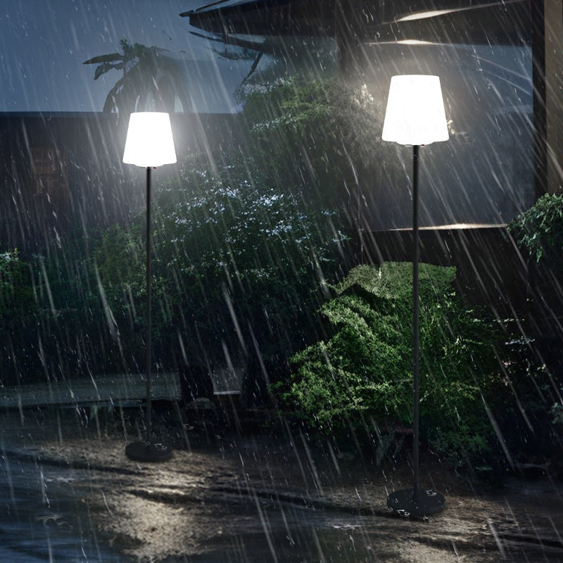 Modern Minimalist Outdoor Waterproof Round Cylindrical PE Iron LED Standing Floor Lamp For Garden
