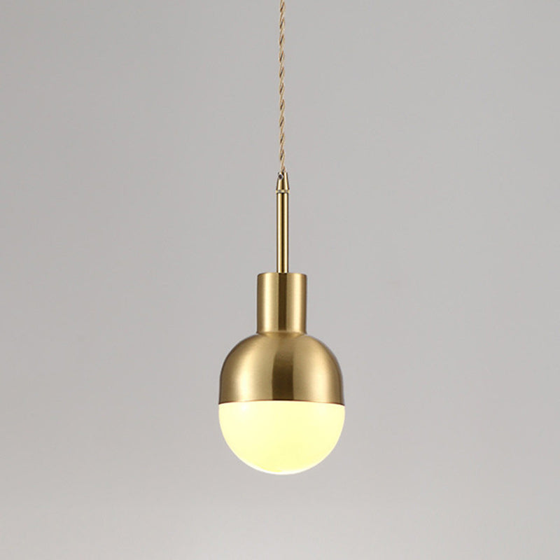 Modern Minimalist Round Spherical Copper Glass 1-Light Pendant Light For Living Room