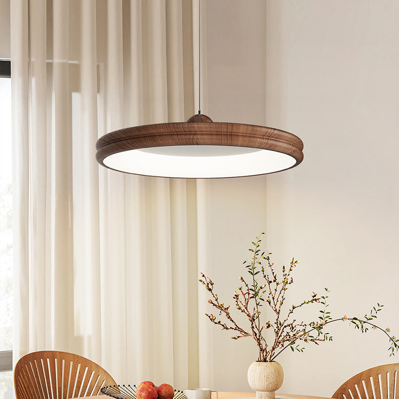 Modern Minimalist Round Cylindrical Iron Acrylic LED Pendant Light For Living Room