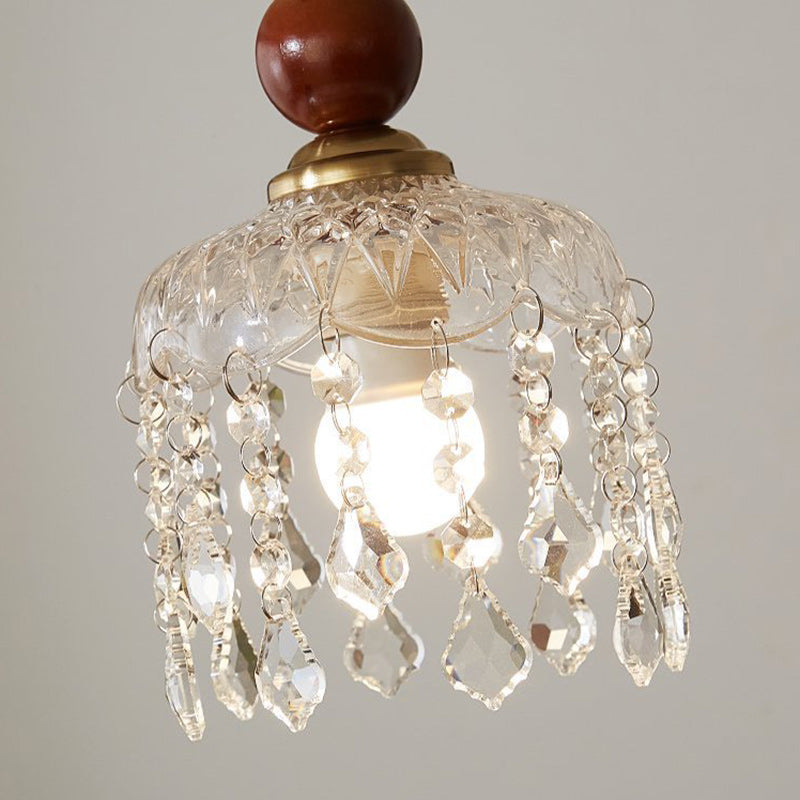Modern Minimalist Spherical Cylindrical Gourd-Shaped Iron Wooden Acrylic 1-Light Pendant Light For Dining Room
