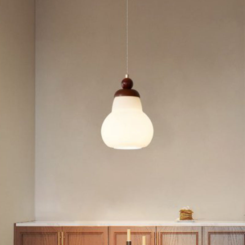 Modern Minimalist Spherical Cylindrical Gourd-Shaped Iron Wooden Acrylic 1-Light Pendant Light For Dining Room